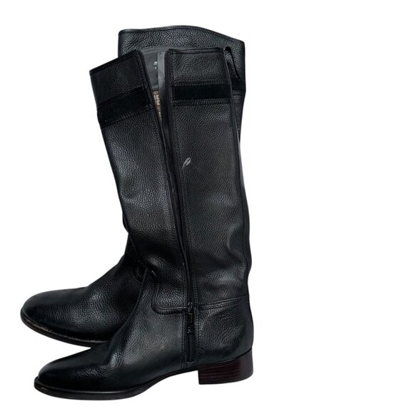 Tory Burch NEW black leather riding boots gold TT logo 11 NEW NWT - Picture 2 of 8